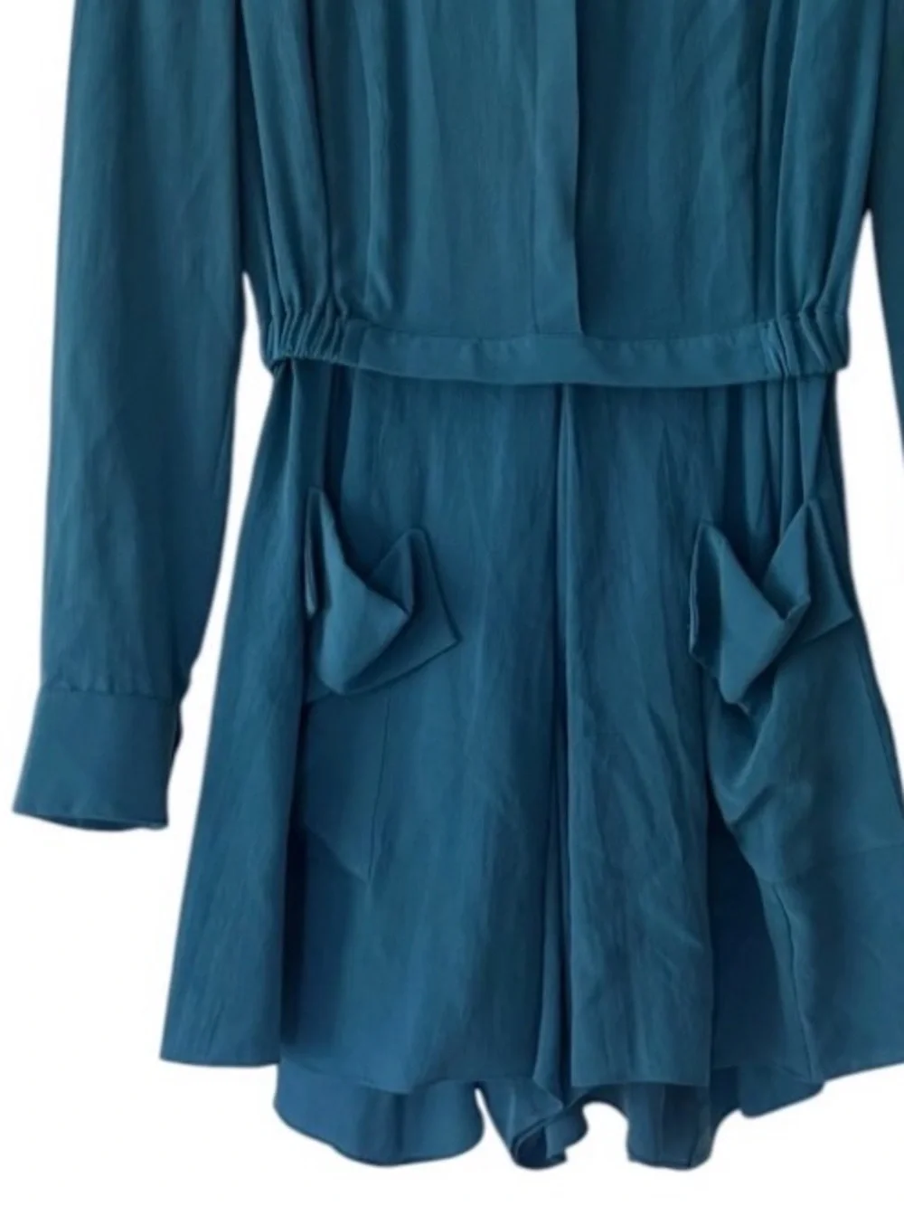 CROP by David Peck 100% Silk Long Sleeve Romper